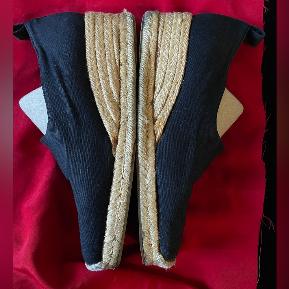YVES SAINT LAURENT Vintage Canvas Wedge Espadrilles Heeled Espadrille YSL 8.5 9 - Picture 3 of 14